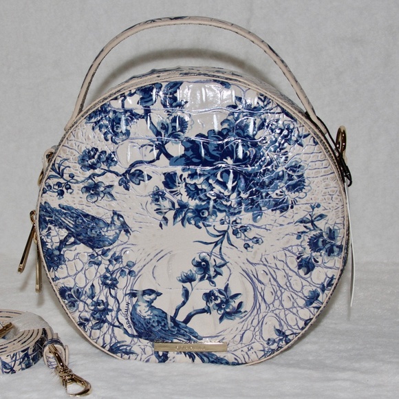 NWT BRAHMIN Lane Crossbody Bag Blue White Melbourne Leather Purse - Picture 1 of 6